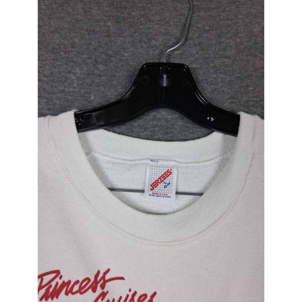 VTG Jerzees Sweatshirt Adult L White Crew Fleece Princess Cruises Alaska Ports - Picture 6 of 11